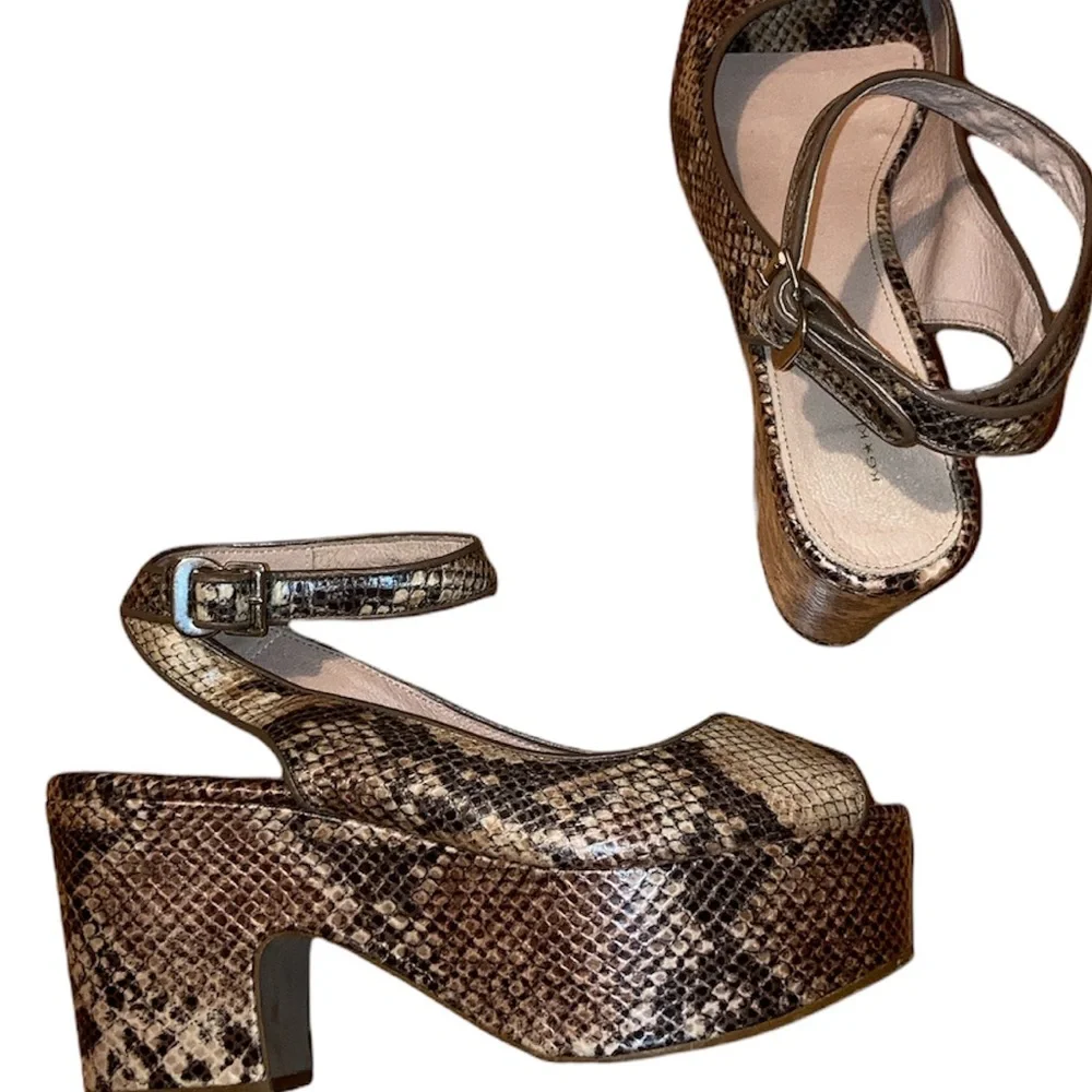 Kurt Geiger Brown Snake-Print Platform Sandals